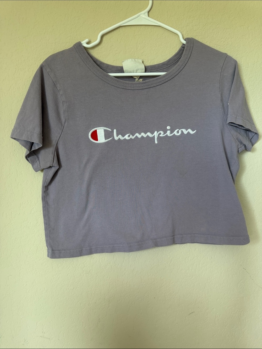 Champion Lavender Cropped Logo Tee
